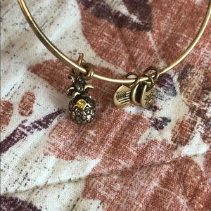 Alex and Ani Pineapple Gold Bangle w/ yellow jewel